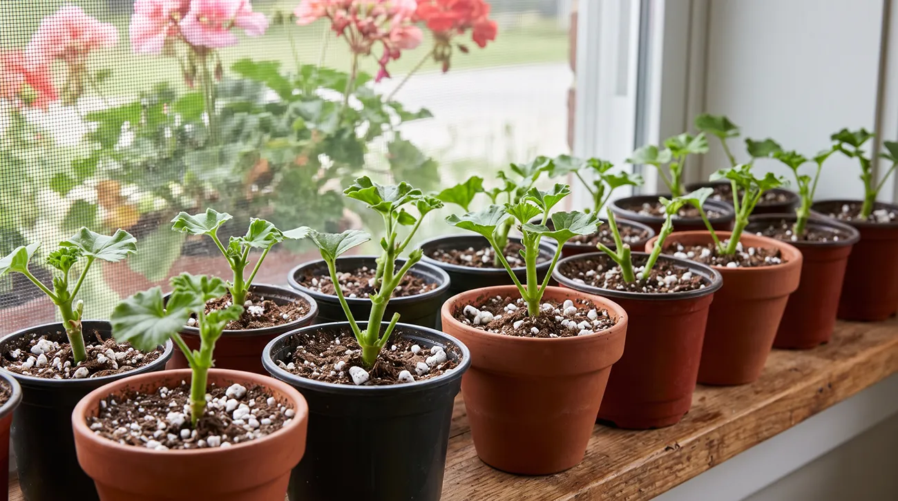 Ukorijenjene reznice pelargonija Ukorijenjene reznice pelargonija