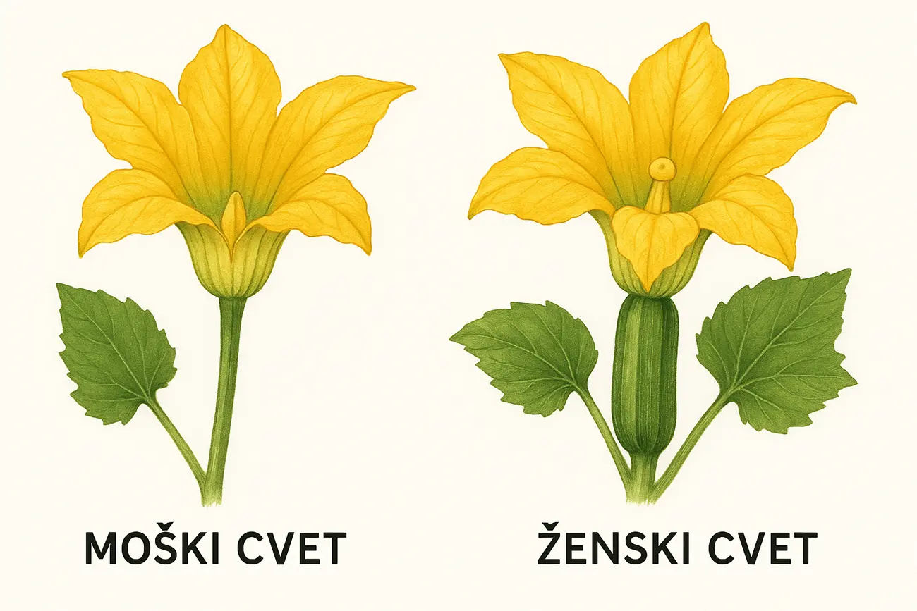 Infografika - ženski in moški cvet bučke