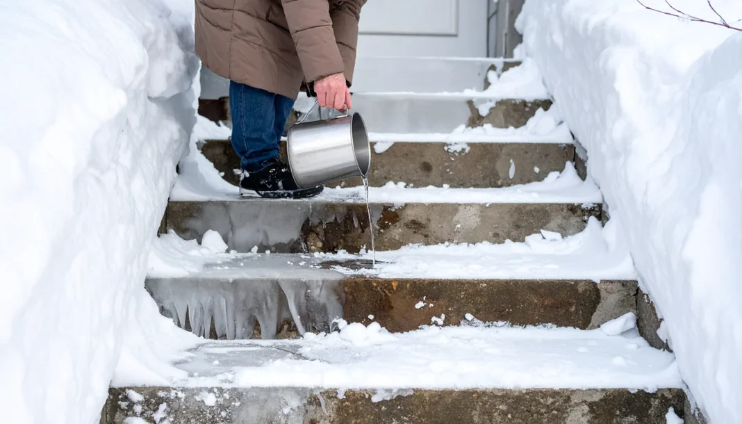 Ta 5-minutni trik stopi led na stopnicah brez kemikalij
