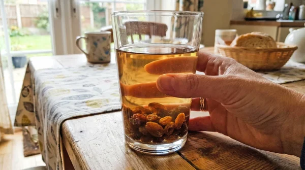Pitje vode namocenih rozin zjutraj na tesce Veliko ljudi to pije zjutraj na tešče. Razlog vas bo morda presenetil