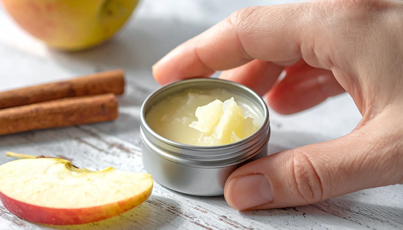 Razkošen balzam za ustnice z jabolkom in cimetom za zimske dni