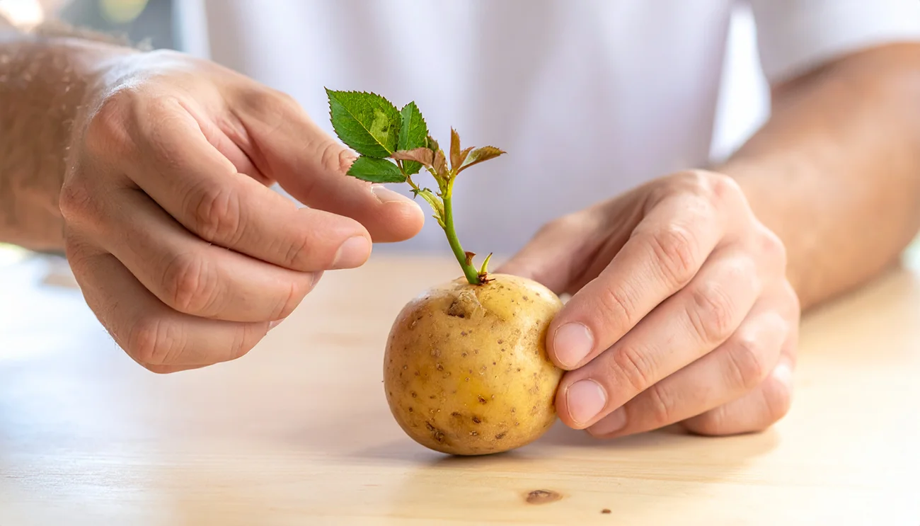 To se zgodi, če potaknjence vrtnic posadite v krompir