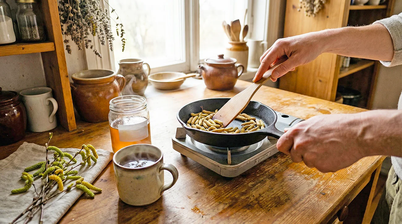 Pražene leskove mačice