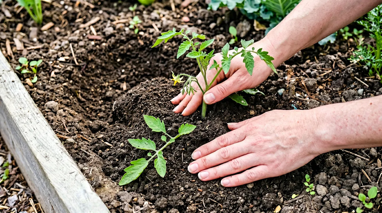 Izkušeni vrtnarji sadijo paradižnik postrani
