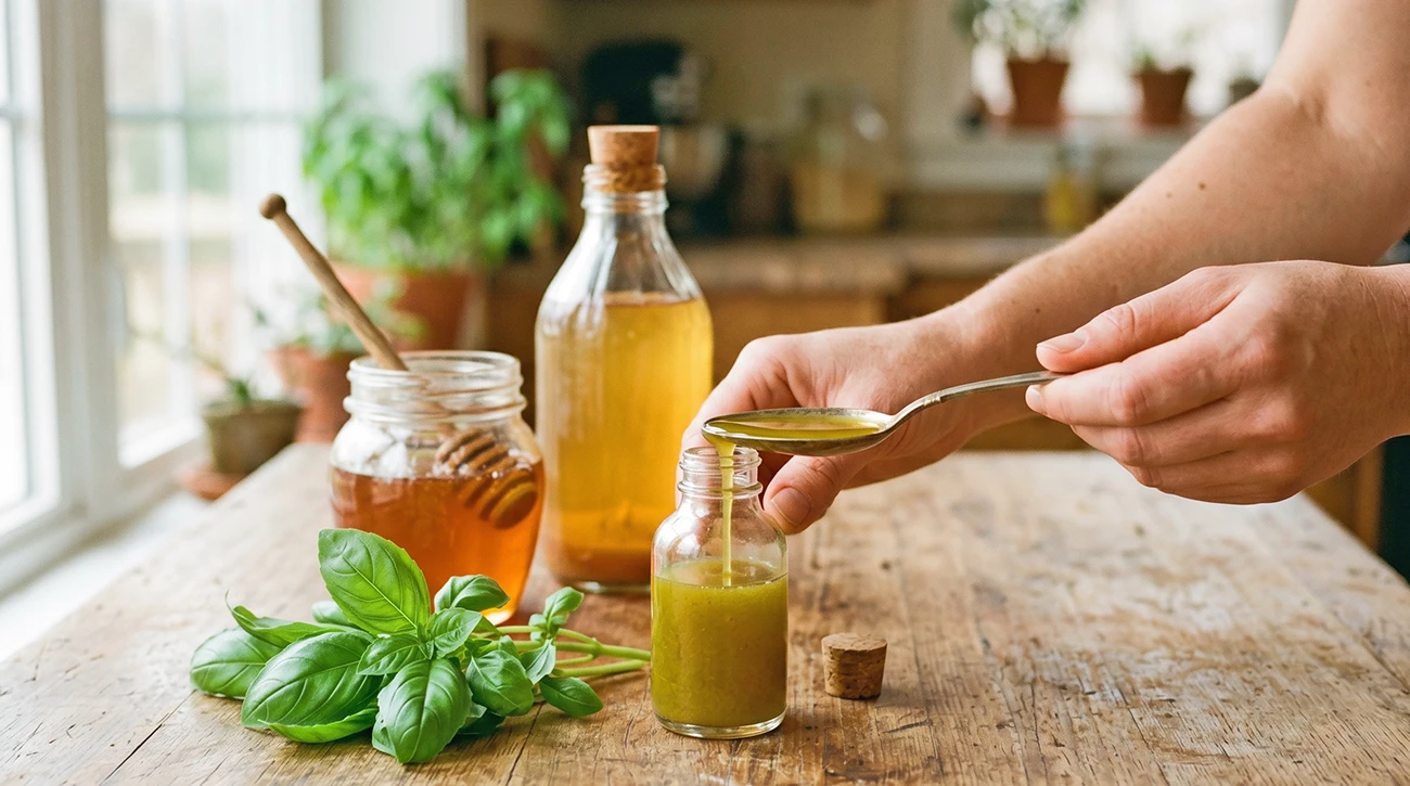 Bazilikin oksimel: Recept z medom in kisom