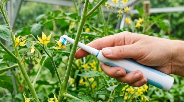 Trik z elektricno zobno scetko po cvetovih paradiznika Trik z električno zobno ščetko po cvetovih paradižnika: Ali res deluje?
