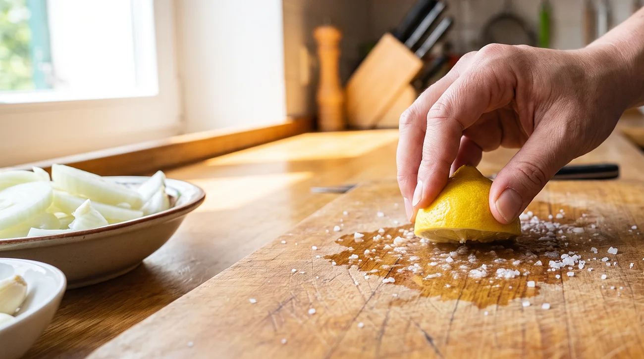 Ima lesena deska še vedno vonj po čebuli? Pomaga lahko ta domača rešitev
