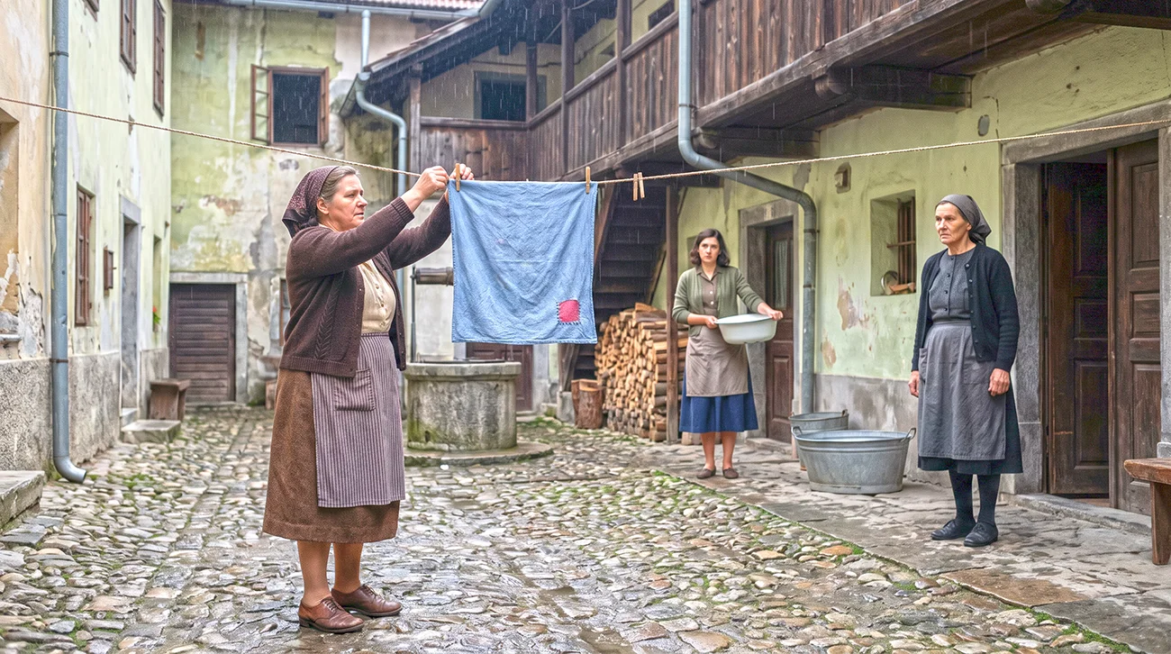 Na vrvi je vsak dan visela modra krpa, čeprav Francka in Zora že šest let nista govorili